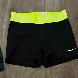 Nike Black Shorts with Neon Yellow Waistband